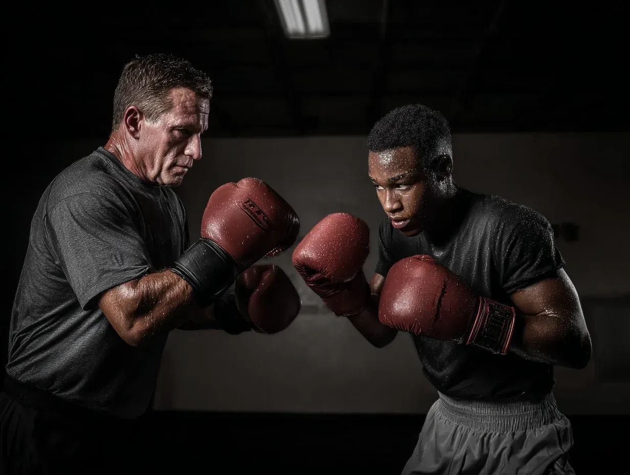 Boxer steps into the ring under bright arena lights, gloves gleaming with focus and determination. Boxing match atmosphere filled with energy, cheers, and tension. Boxing training leading to performance and composure. Boxing fitness showcasing strength, discipline, and control.
Boxers face off during intense stare-down before first round bell. Boxing competition highlighting confidence, timing, and respect. Boxing training reflecting months of conditioning and focus. Boxing gym preparation culminating in power and precision.
Boxer in blue corner listening to coach’s final instructions before fight begins. Boxing match preparation emphasizing mindset, strategy, and control. Boxing conditioning developed for endurance and heart. Boxing fitness transforming nerves into focus.
Referee checks gloves and mouthguards before bout starts. Boxing match scene showing sportsmanship and readiness. Boxing training emphasizing safety, control, and focus. Boxing competition energy radiating through the crowd.
Boxer bouncing lightly on feet waiting for bell, breathing calm and steady. Boxing match showcasing confidence and discipline. Boxing conditioning improving endurance and rhythm. Boxing training delivering composure under pressure.
Crowd roars as fighters exchange early punches in first round. Boxing competition filled with power, precision, and adrenaline. Boxing training sharpening reflexes and timing. Boxing fitness sustaining stamina and control.
Boxer lands clean jab under arena lights, sweat flying from impact. Boxing match technique displaying timing and power. Boxing training refining accuracy and form. Boxing conditioning supporting speed and endurance.
Corner coach shouting tactical advice between rounds, towel draped over shoulder. Boxing competition energy electric and focused. Boxing gym preparation visible through athlete’s control. Boxing training emphasizing calm under intensity.
Boxer wiping blood from brow mid-fight, eyes locked in determination. Boxing match symbolizing resilience and spirit. Boxing conditioning forged through repetition and sacrifice. Boxing training revealing focus and composure.
Boxer dodges opponent’s hook with precise head movement. Boxing fight demonstrating defense, awareness, and rhythm. Boxing training mastering timing and coordination. Boxing fitness enabling agility and reaction.