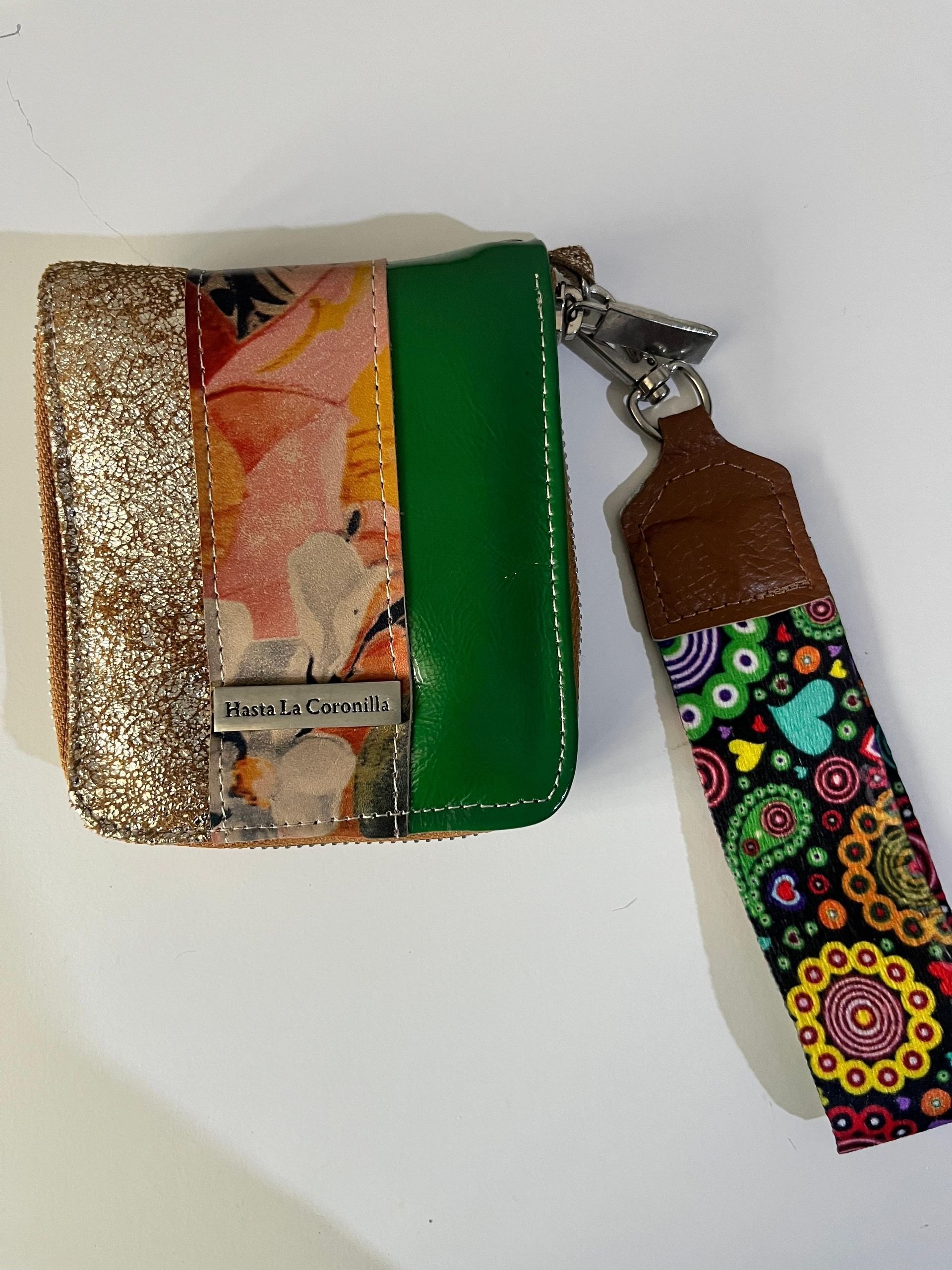 Billetera mini verde oro