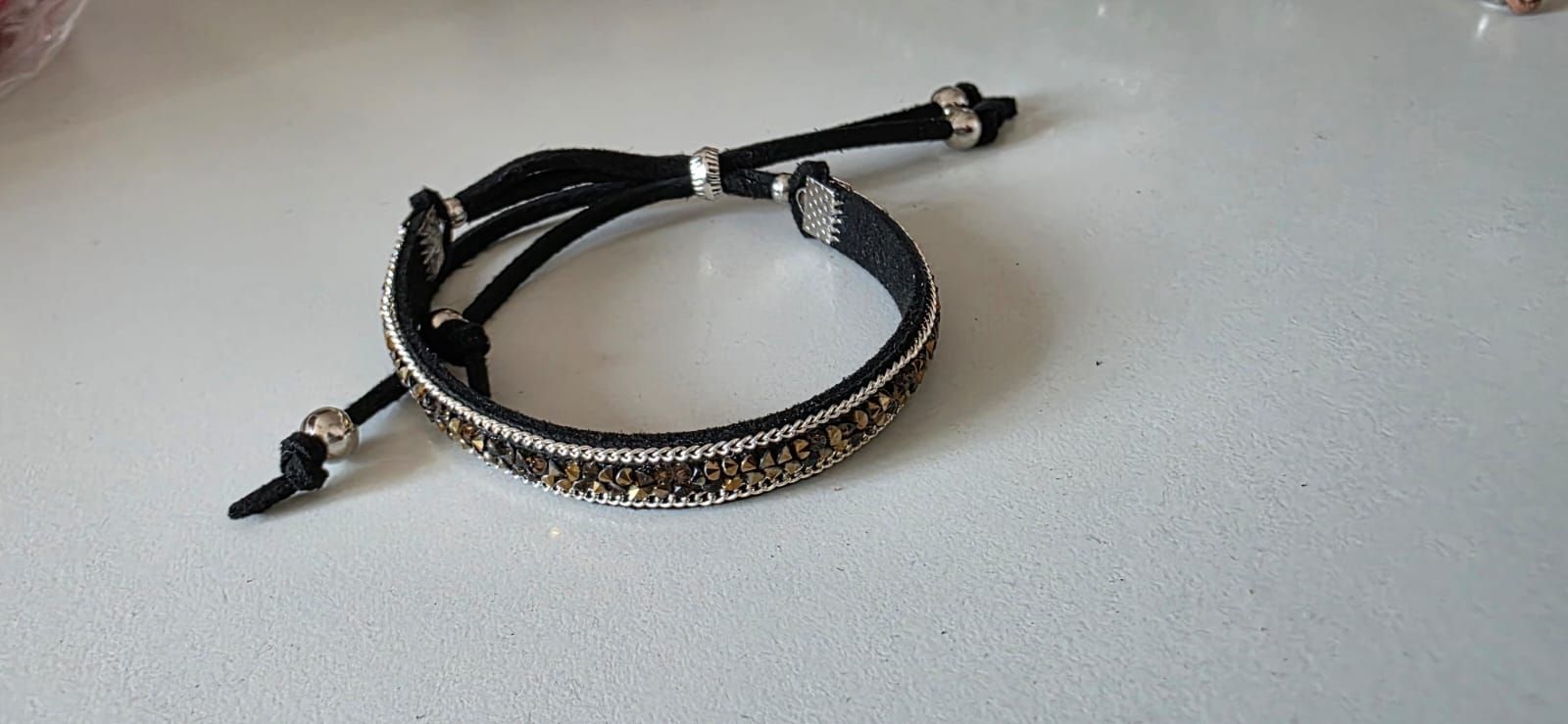 Pulsera negra cristal cobre