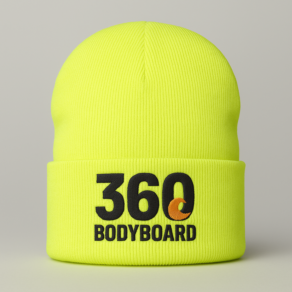 Gorro de malha rosa brilhante com logotipo branco 