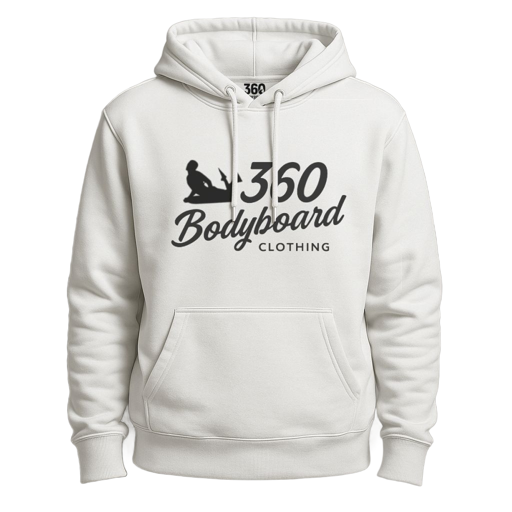 Moletom branco com capuz e a logomarca 