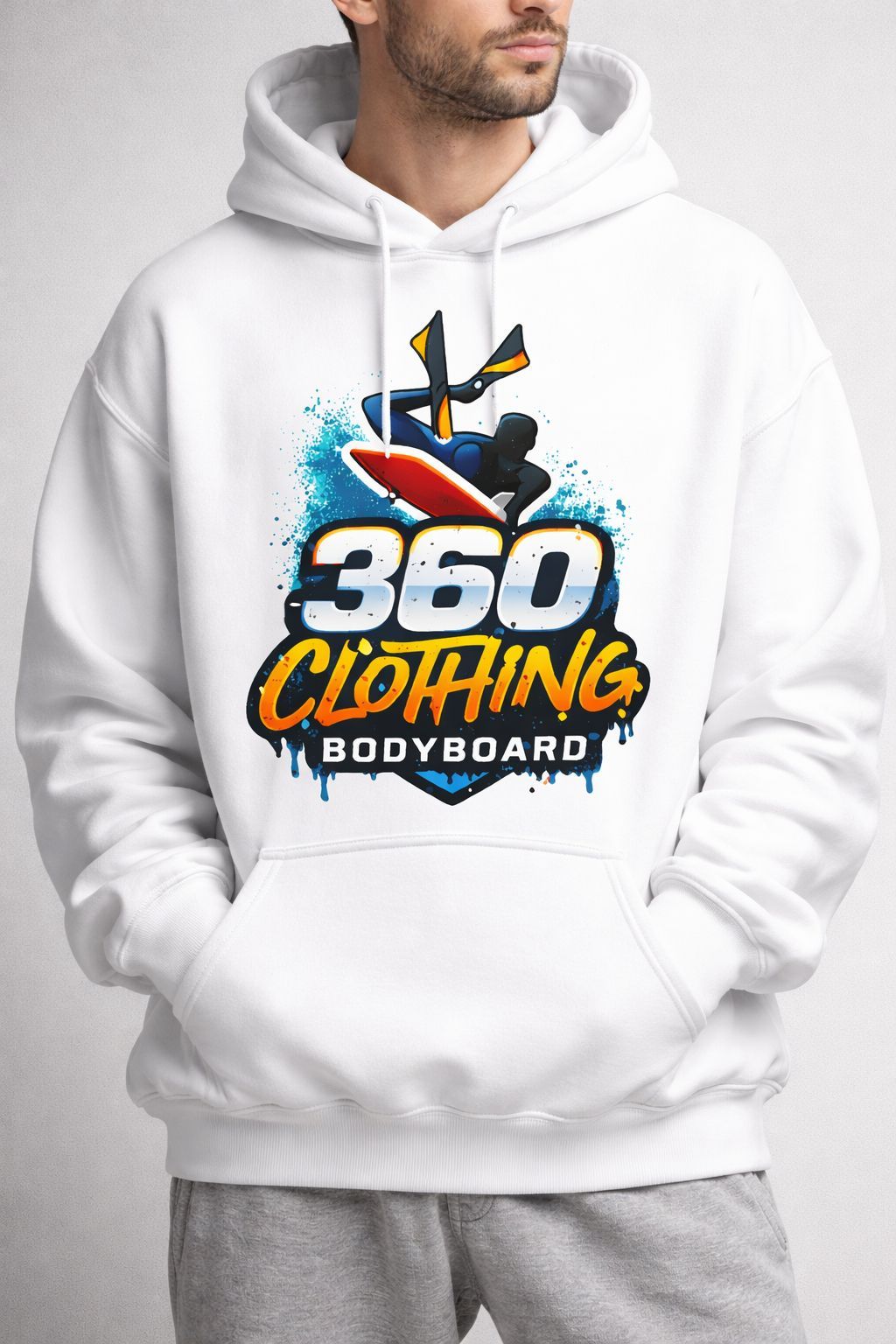 Moletom branco com capuz e logo 