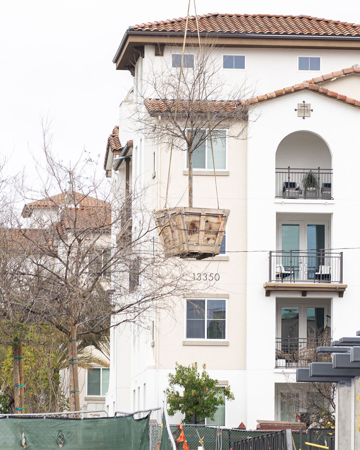 A large white building with the number 14350 on it