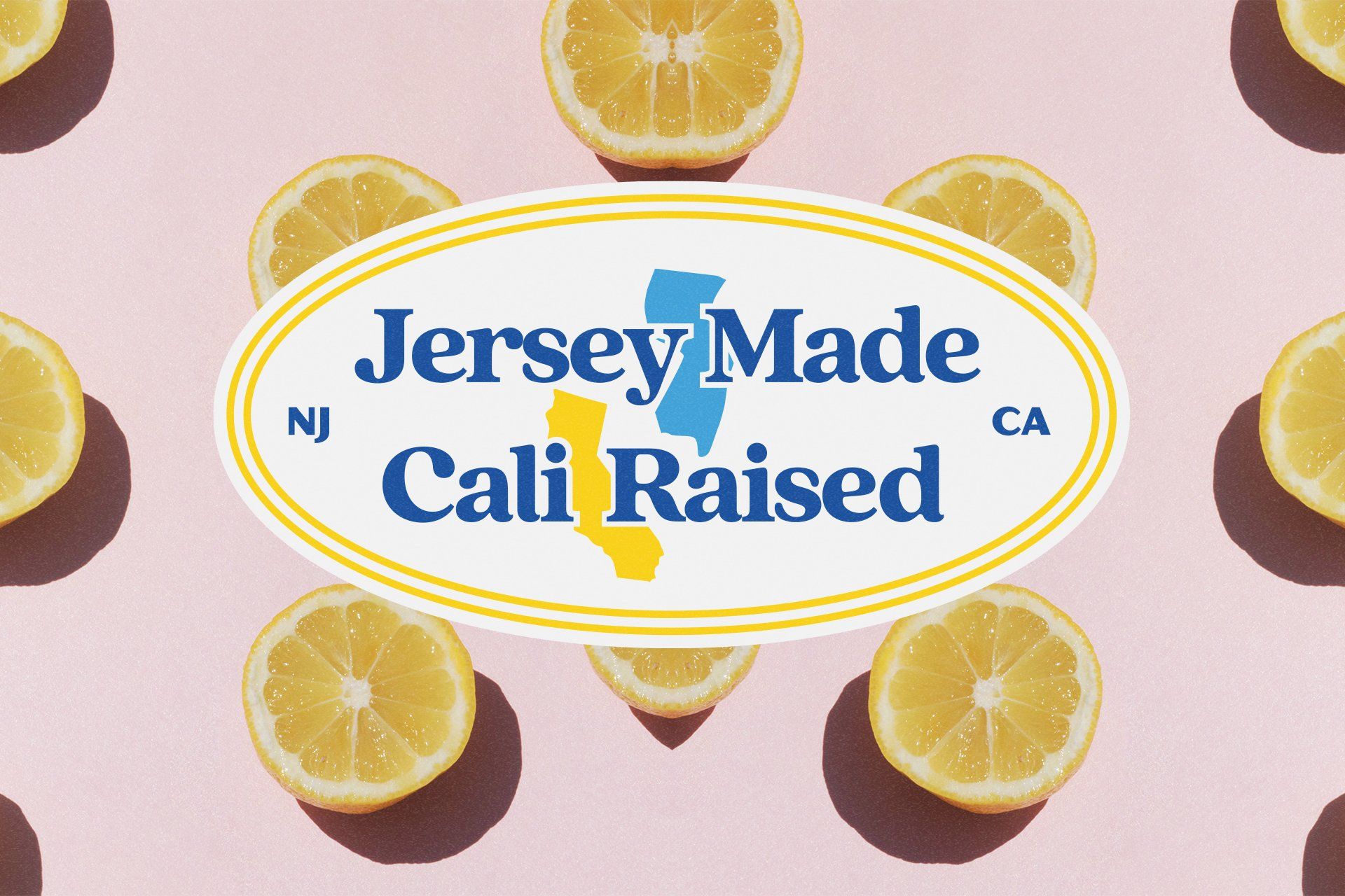 The logo for jersey made cali raised is surrounded by sliced lemons