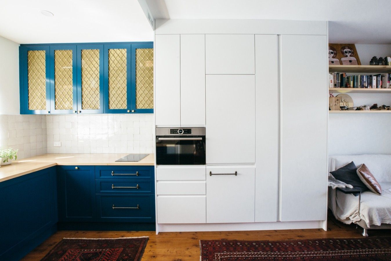 A Well-Lit Kitchen With Blue Cabinets And White Cabinets — Concept Kitchens In Port Macquarie, NSW