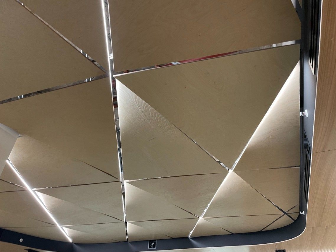 A Light Brown Ceiling With A Lot Of Squares On It — Concept Kitchens In Port Macquarie, NSW