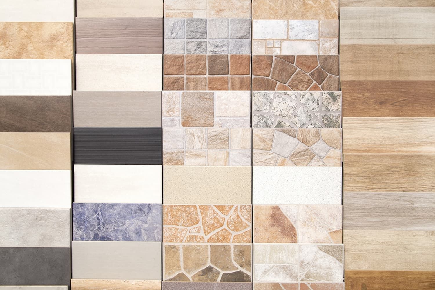 Different Types of Tiles Displayed on Wall — Mid Coast Tile Co in Taree, NSW