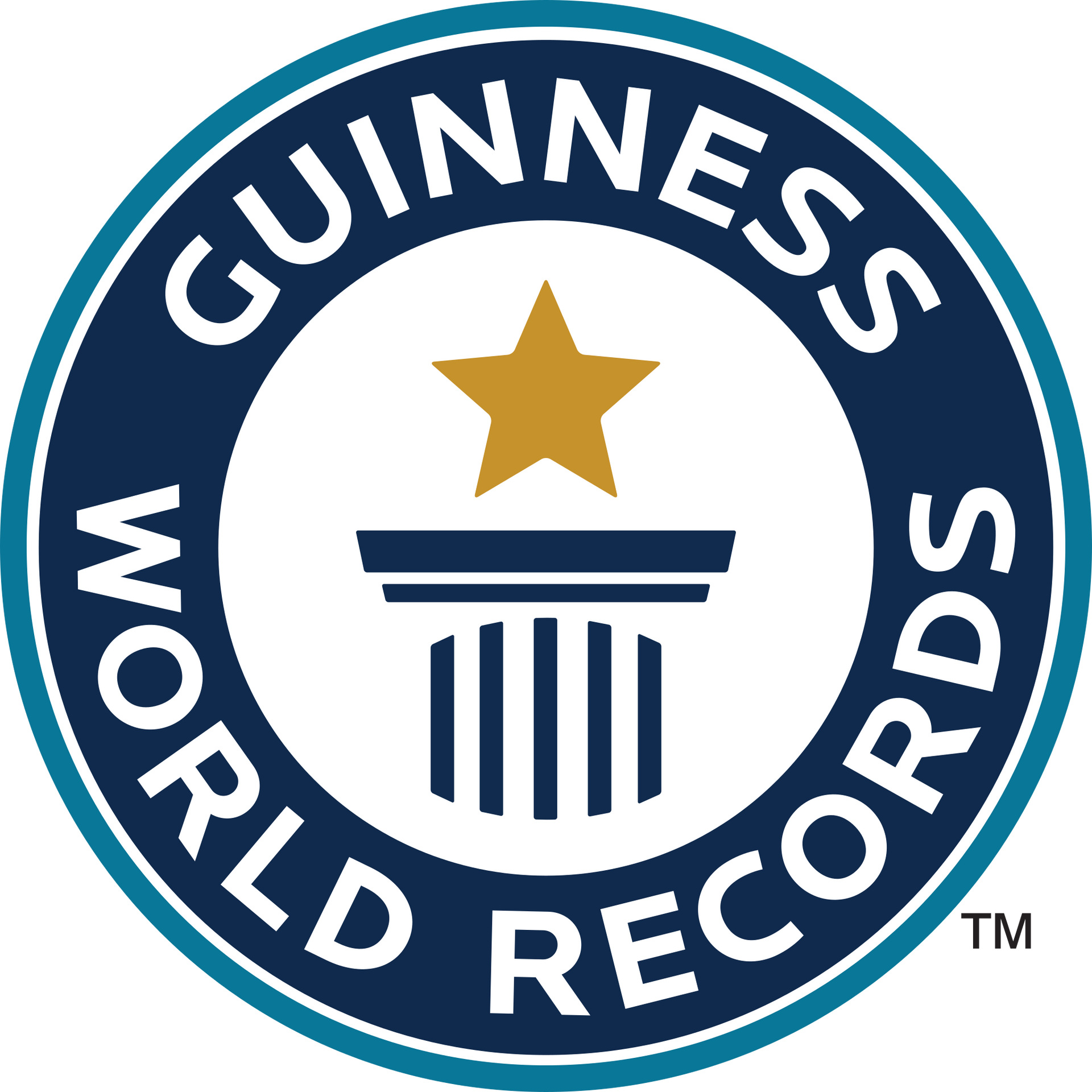 Logo del Guinness World Records: emblema blu, bianco e oro con la scritta