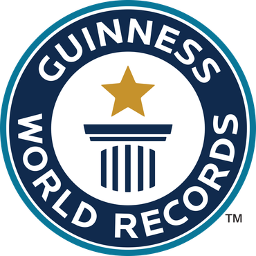 Logo del Guinness World Records: emblema blu, bianco e oro con la scritta