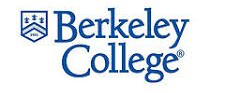 The berkeley college logo is blue and white and has a crest on it.