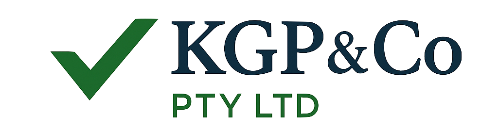A logo for kgp & co pty ltd with a green check mark.