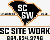 Logo for SC Site Work, featuring the outline of South Carolina, established 2016, and phone number.
