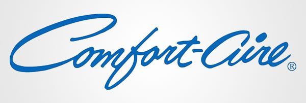 A blue comfort-aire logo on a white background.