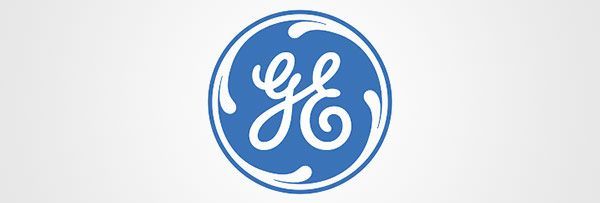 A blue and white ge logo on a white background.