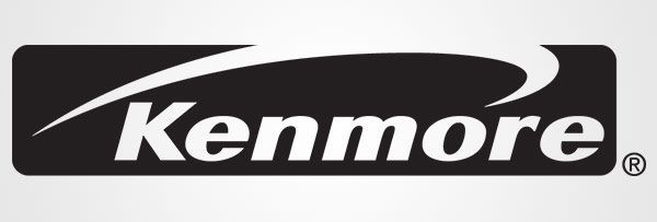 A black and white logo for kenmore on a white background