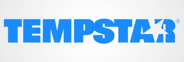 A blue tempstar logo on a white background