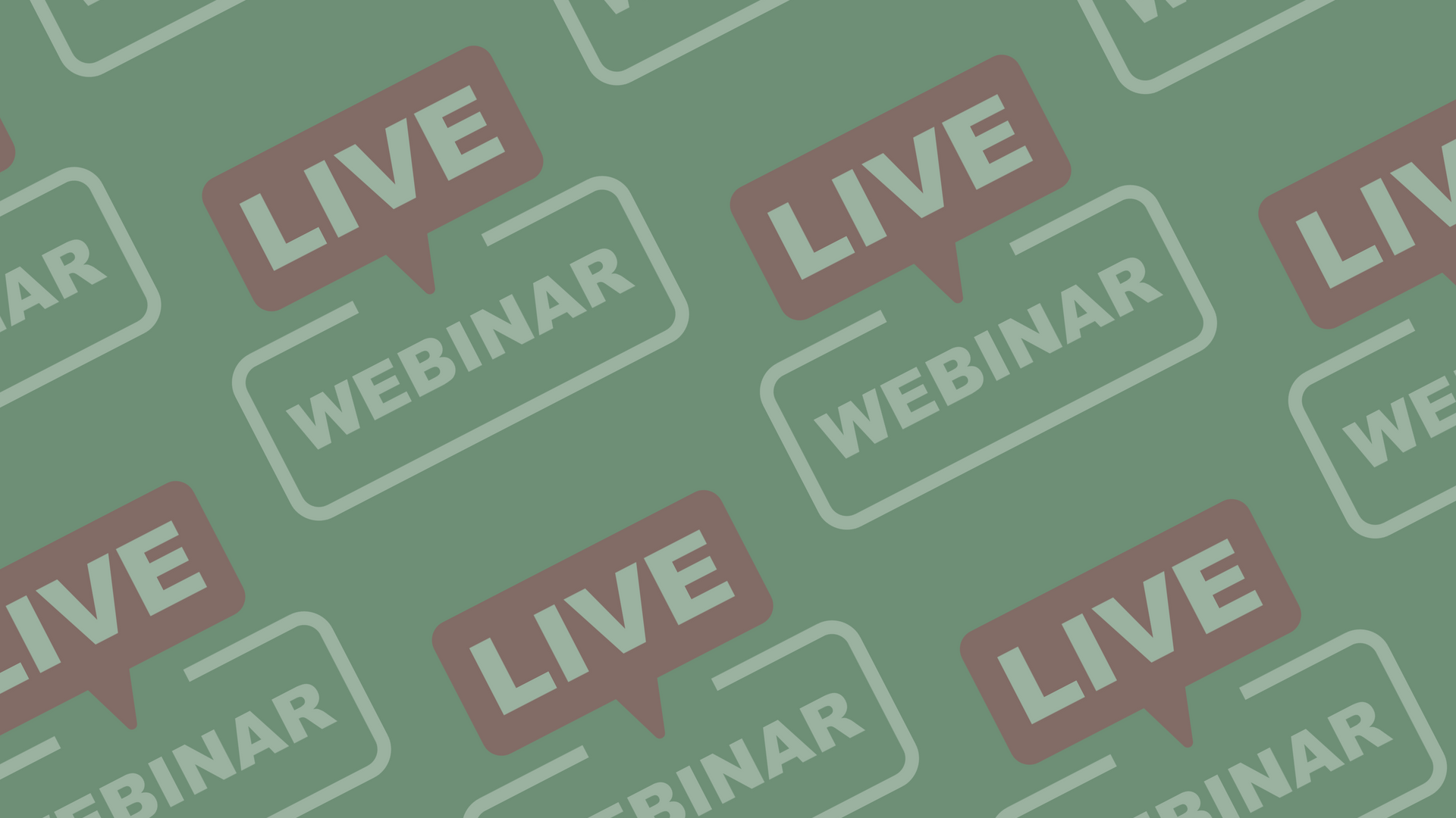 A pattern of live webinar speech bubbles on a green background.