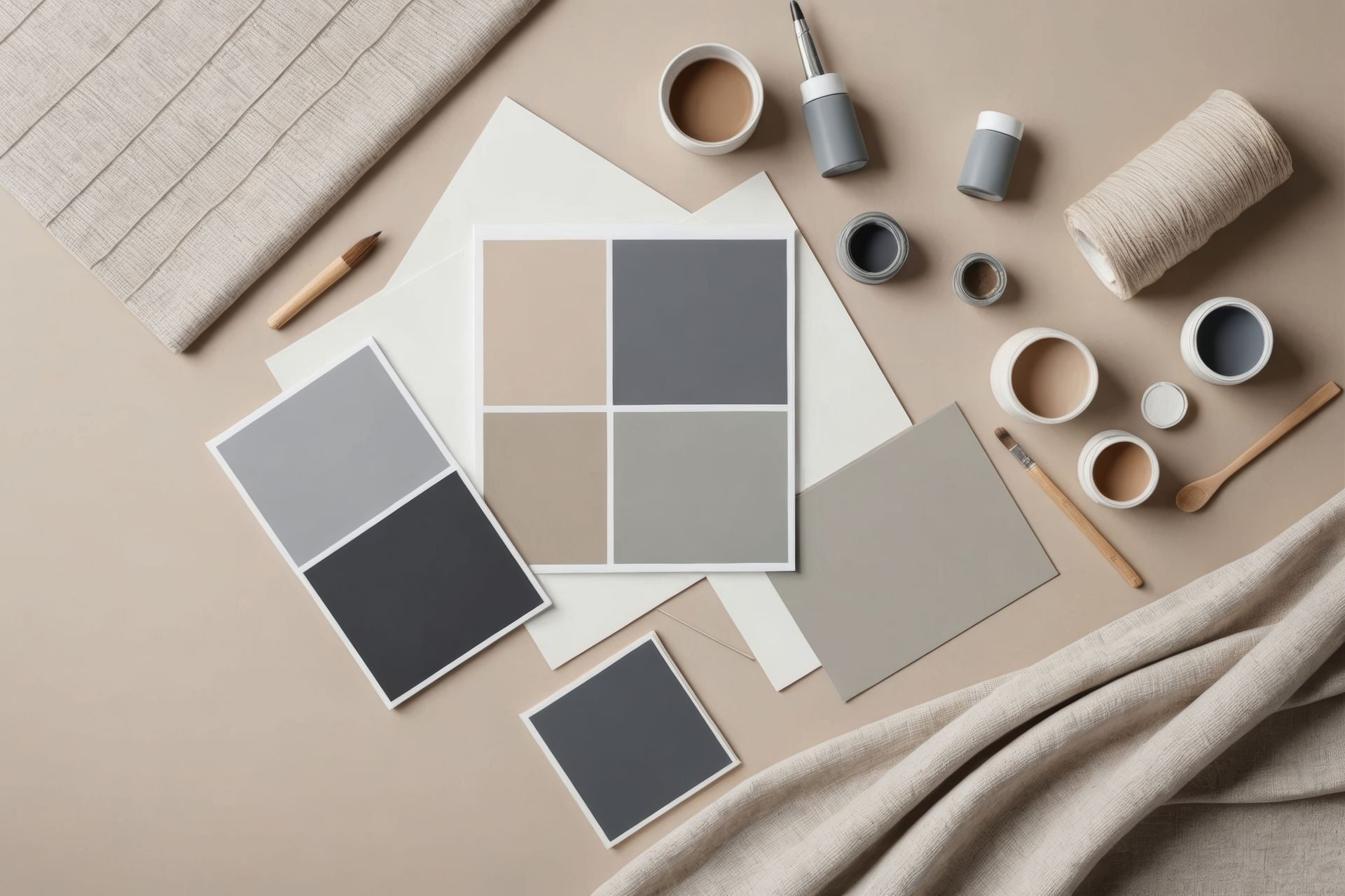 There is a palette of colors on the table.