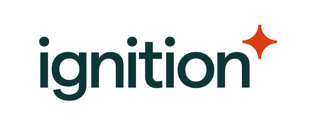 A logo for ignition with a red star on a white background.