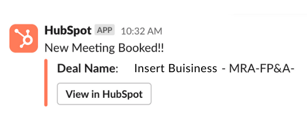 A new meeting has been booked in the hubspot app