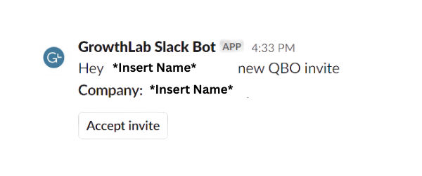 A screenshot of a growthlab slack bot app