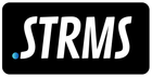 The word strms is written in white on a black background