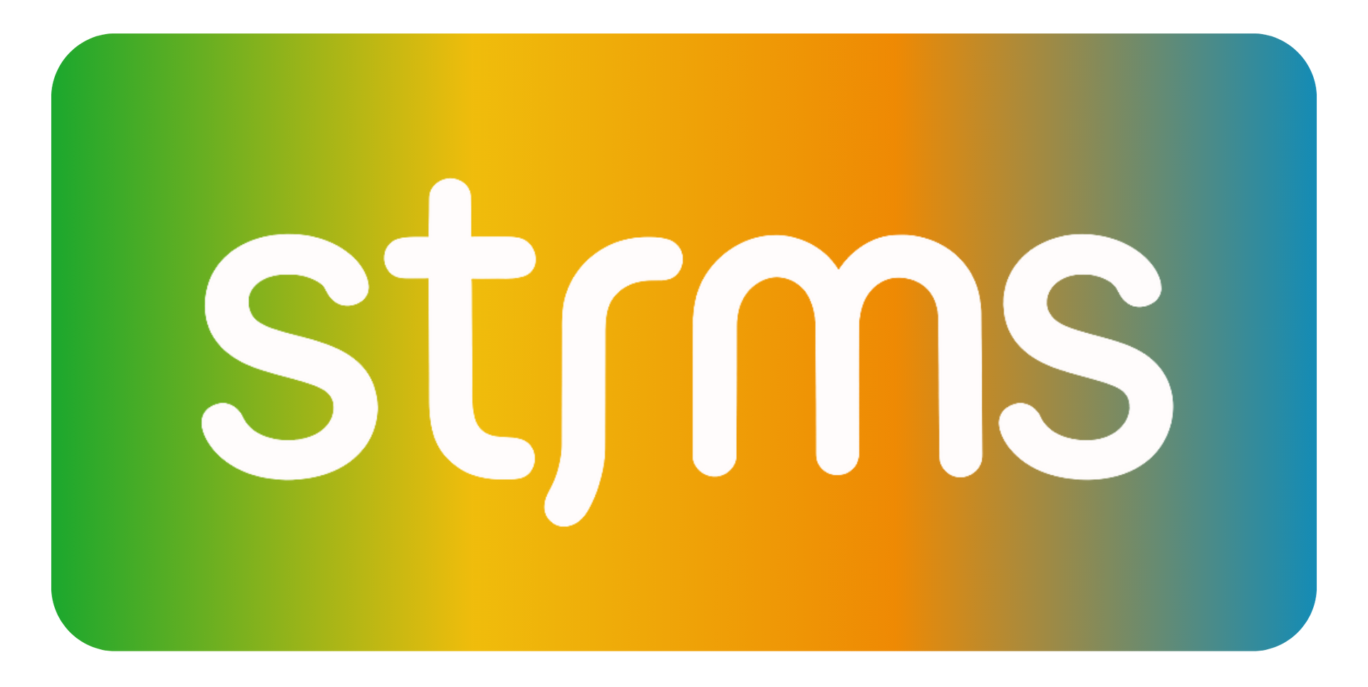 The word strms is written in white on a black background