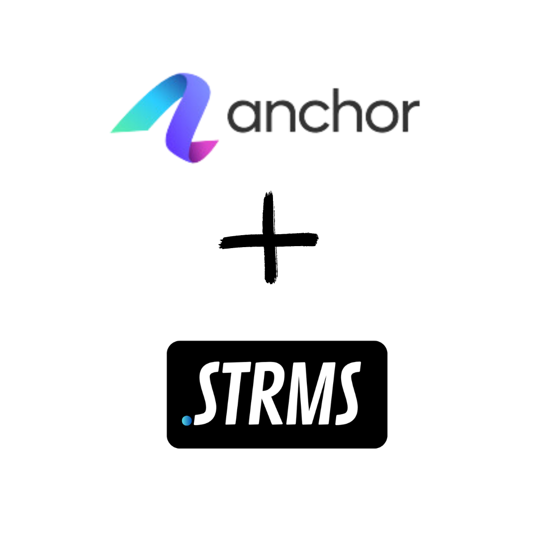 A logo for anchor and strms on a white background.