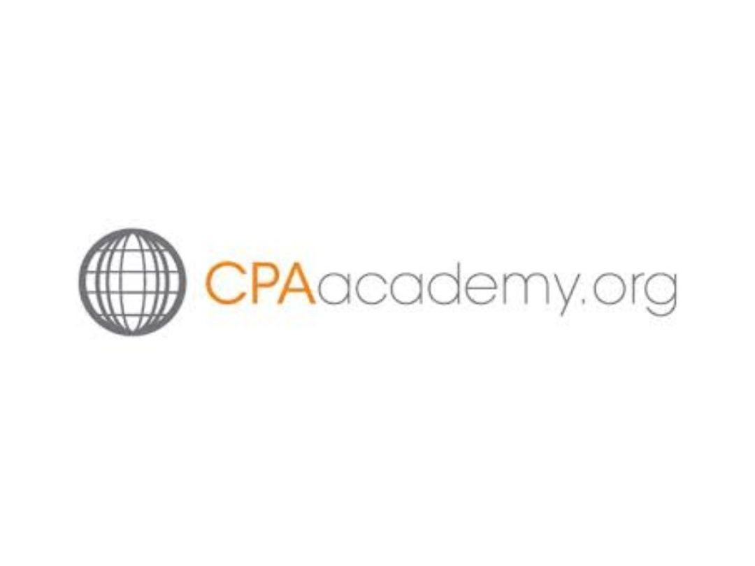 A logo for cpaacademy.org with a globe in the middle.