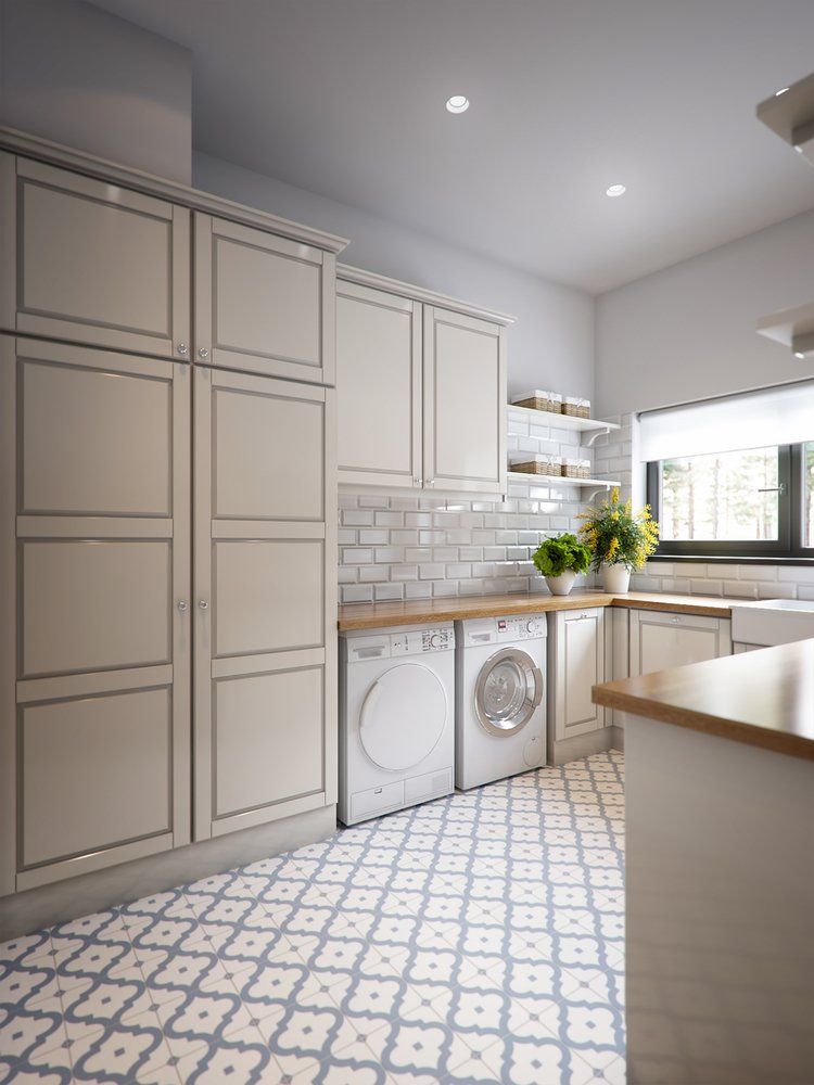 Laundry with Tiled floor and Splash-back — Tile Centre In Murwillumbah, NSW