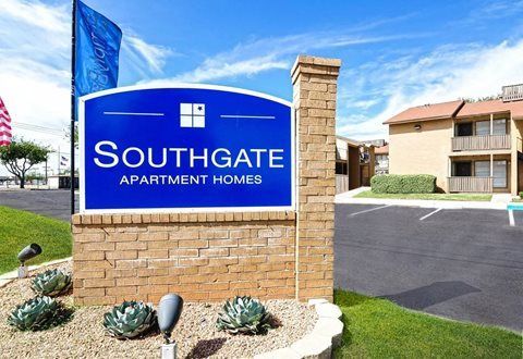 Southgate Apartment Homes sign, blue and white, brick pillars, sunny day, building in background. Ready to make Southgate Apartment Homes in Odessa, TX your home? Contact us today for more information about our pet-friendly 1, 2, and 3-bedroom apartment homes. Our community offers all the comfort and conveniences you’ll need and a prime location. We can’t wait to welcome you home!