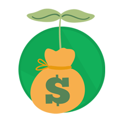 Cartoon Image of Money Bag Growing a Plant