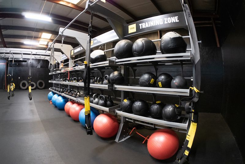 Medicine balls at Prestige Fitness Club in Pass Christian, MS