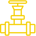 A yellow pipe icon on a white background.