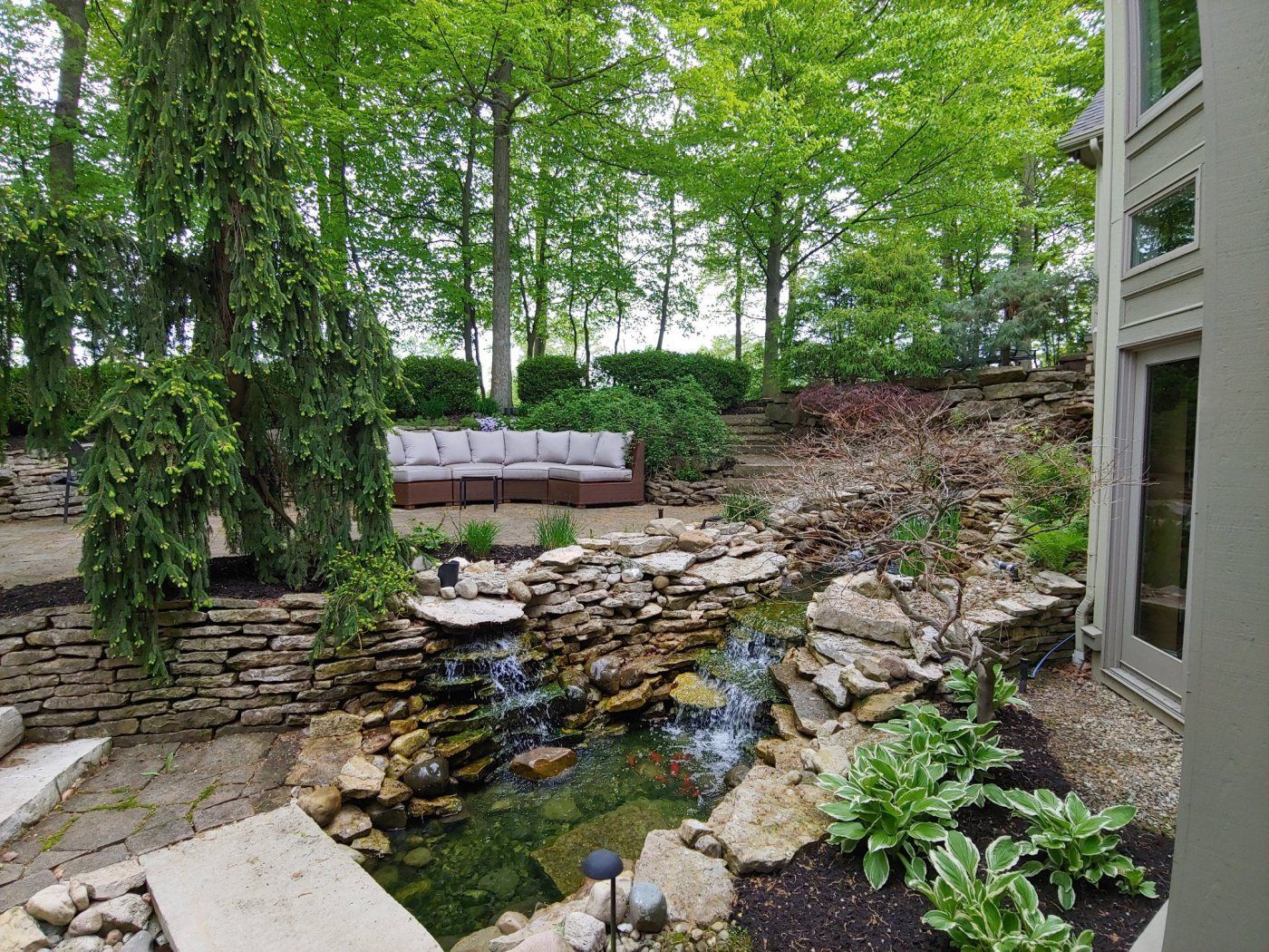 Backyard Pond Hardscape - Columbus, OH - Christal Clean Landscapes
