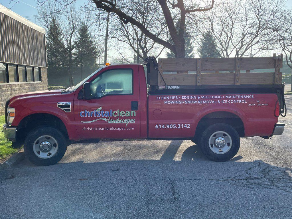 Red Service Truck - Columbus, OH - Christal Clean Landscapes