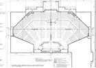 Architectural floor plan of a theater showing seating arrangement and stage.