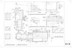 Architectural blueprint with various views of a building design, showing plans, elevations, and details.