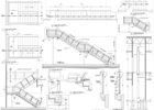 Architectural drawings of a staircase with detailed dimensions and elevations.