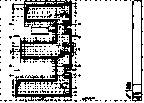 Architectural floor plan of a building, showing three rectangular sections connected, with a long