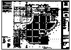 Architectural blueprint plan of a city block, with labeled buildings, streets, and outlines.