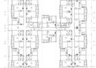 Architectural floor plan of a multi-unit building; details include room layouts, doors, and hallways.