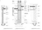 Three architectural diagrams of concrete columns, showing different construction details and connections.
