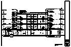Floor plan of a building with multiple rooms and corridors.
