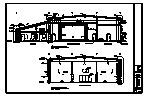 Architectural drawings showing a building's plan view and a cross-section.