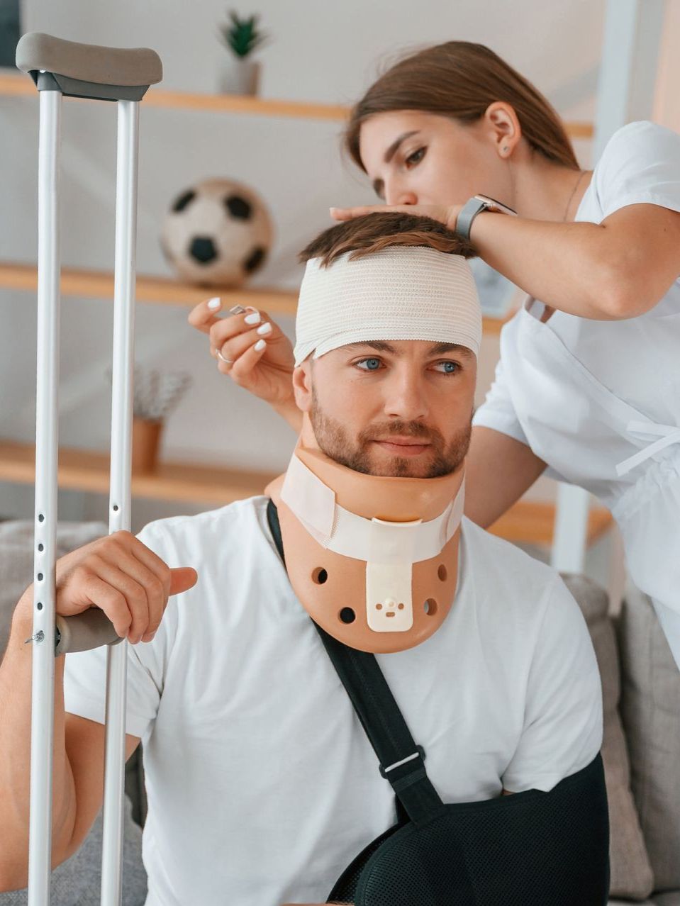Nurse Applying Medical Band on the Patient Head