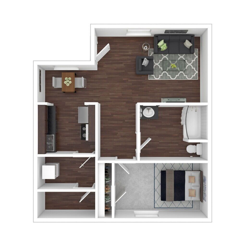 Floor Plan: 1 Bed · 1 Bath · 702 SQ. FT.