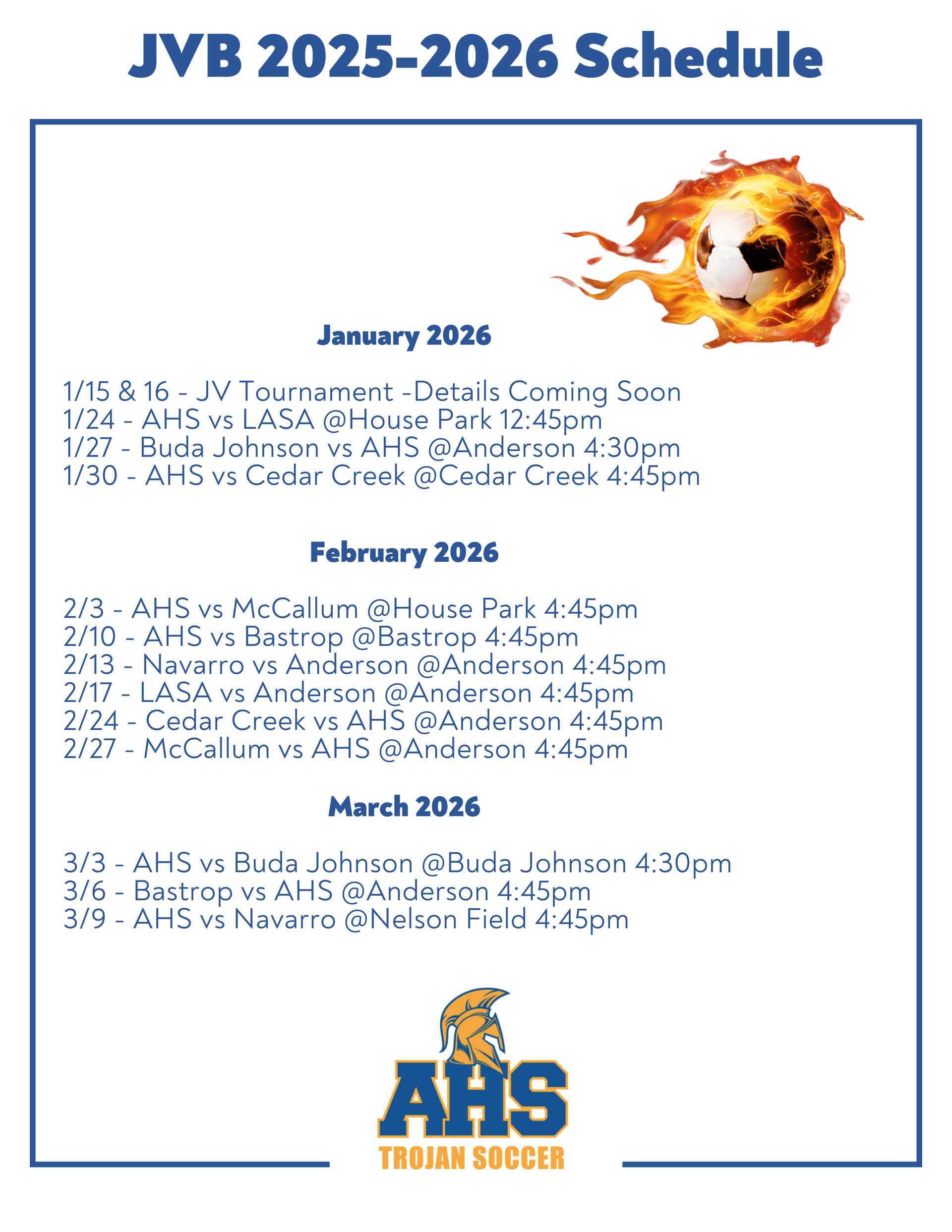 JVB 2025-2026 Schedule