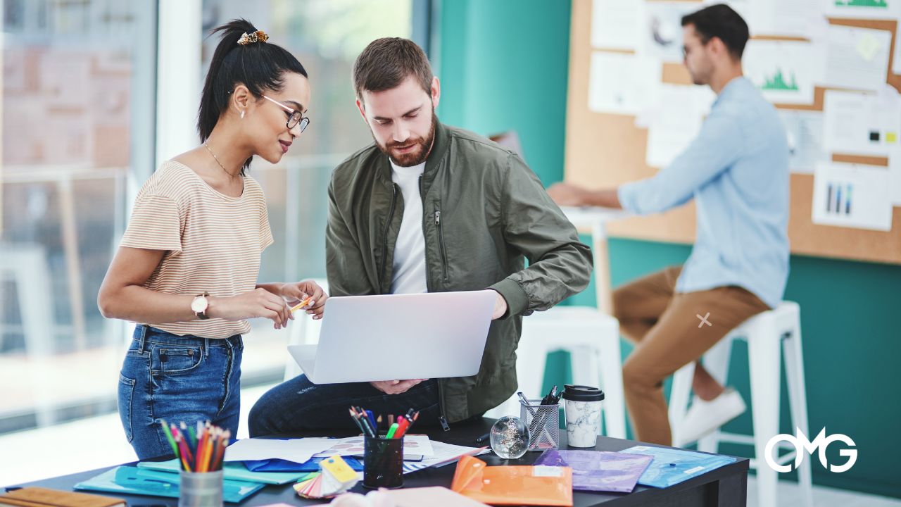 Branding experts working on business branding kits