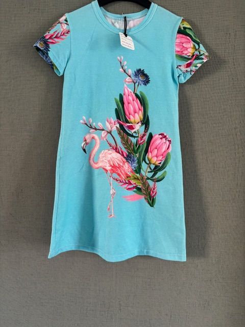 Betoverende Flamingo Blauwe Meisjesjurk